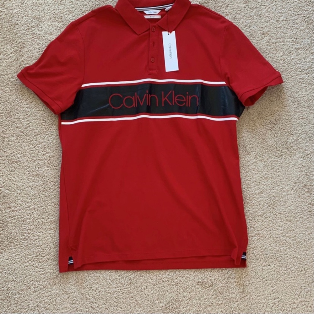Large Red Calvin Klein Collared Shirt